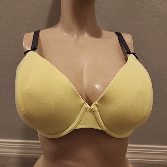 Victorias Secret Lined Perfect Coverage Bra 38DD Yellow Underwire - Picture 1 of 3